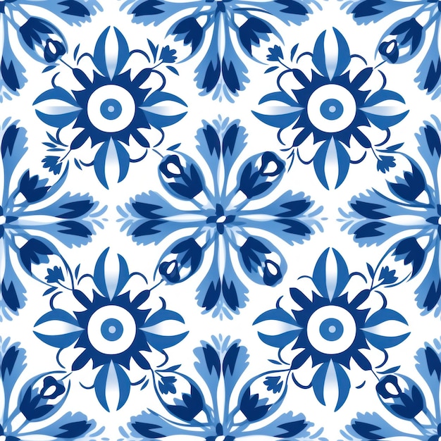 地中海の花のパターンデザイン
