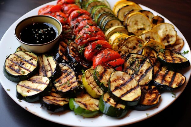 Photo mediterranean grilled vegetable platter with balsamiq