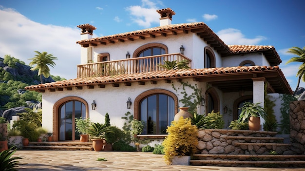 Photo mediterranean house with terra cotta roof