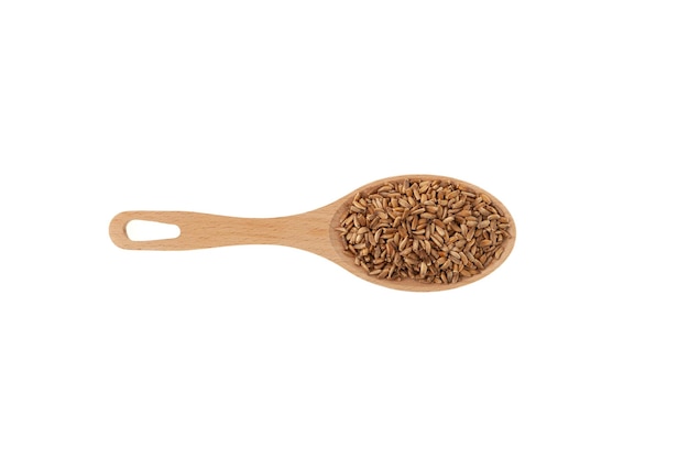 Mediterranean Milk Thistle seeds or Silybum marianum in wooden spoon. Scotch thistle oilseed