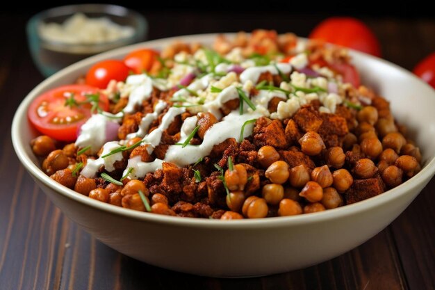 Photo mediterranean quinoa bowl with roasted chickpeas