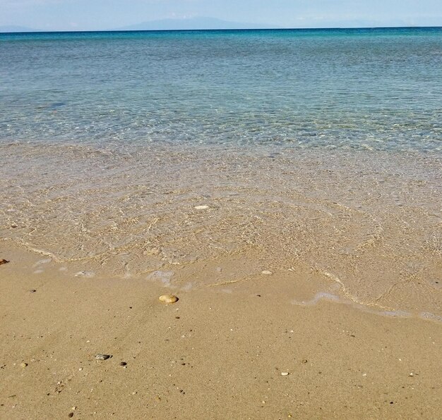 The Mediterranean Sea in Greece clear green and blue water