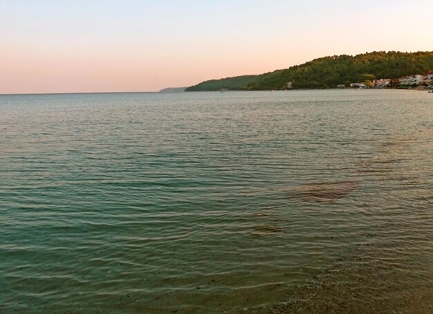 Mediterranean Sea in the morning in Greece risen