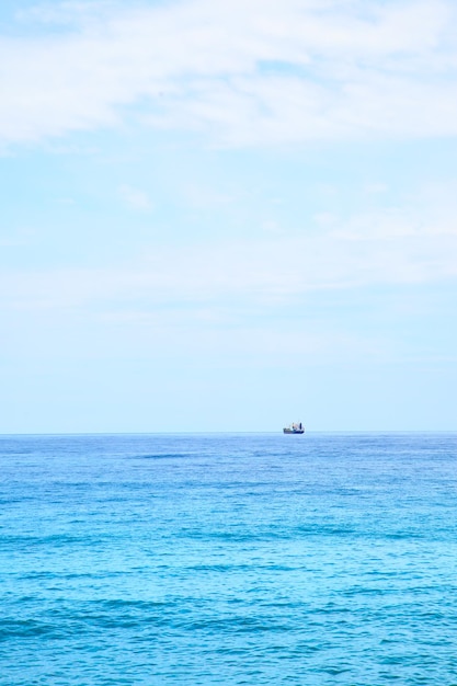 Mediterranean sea and ship on the horizon