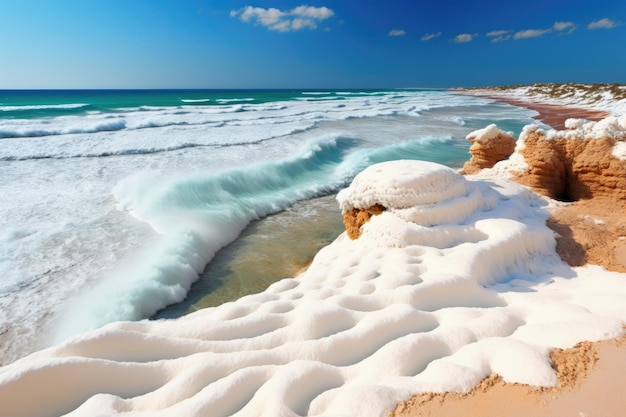 The Mediterranean Sea white wave foam at sea surf Israel39s Apollonia Park