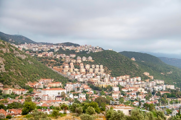 Mediterranean town on the hillside by the sea