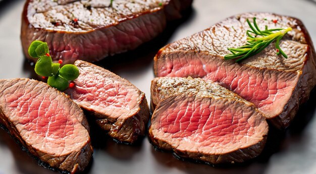 Medium grilled steak Dry Aged Barbecue Porterhouse Steak vertical image top view