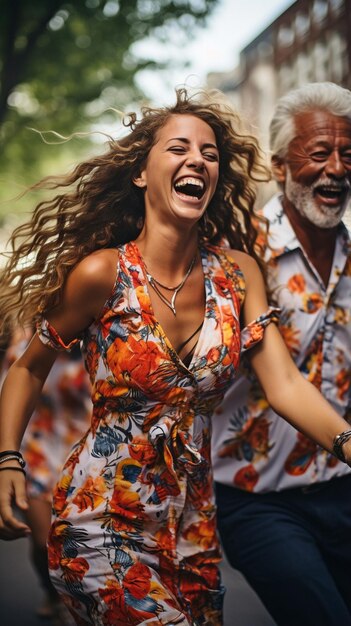 Photo medium image of happy individuals dancing outside