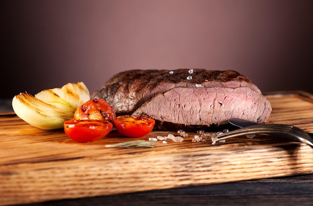 Medium rare grilled beef Steak