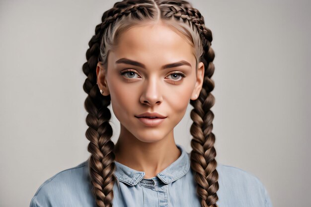 Photo medium shot beautiful woman with braids