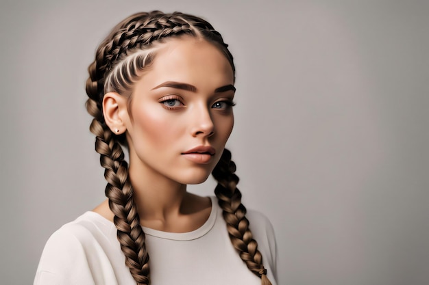 Photo medium shot beautiful woman with braids