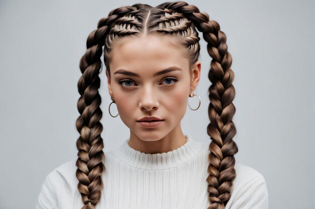  Premium Photo | Medium shot beautiful woman with braids