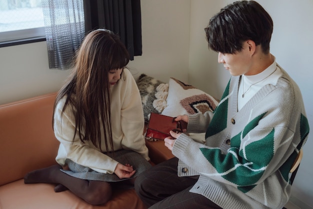 Photo medium shot couple celebrating japan white day