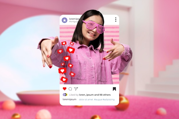 Photo medium shot girl influencer marketing