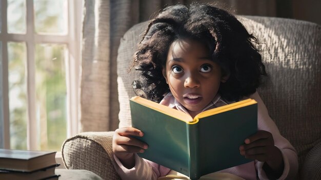 Medium shot girl reading book