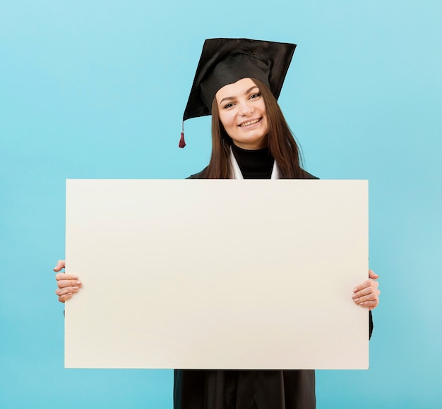 Medium shot girl with placard