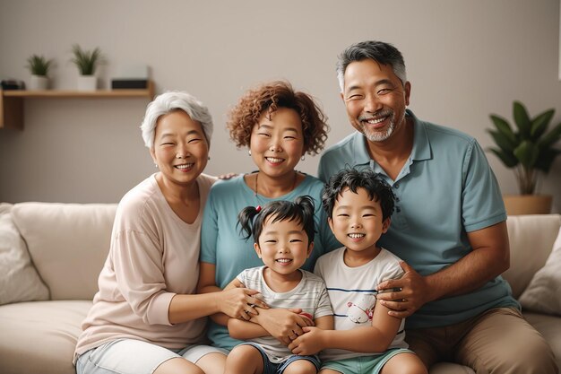 写真 中等のショット 幸せな両親と子供