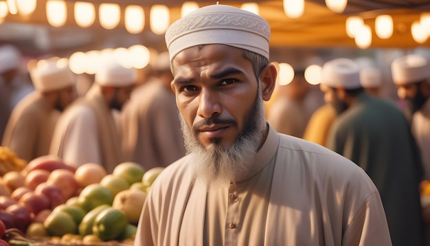 Photo medium shot islamic man at market