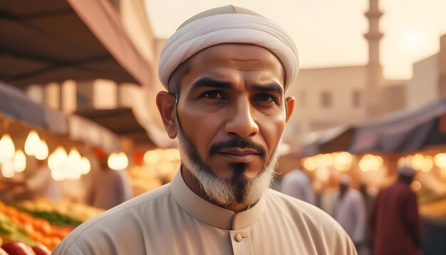 Photo medium shot islamic man at market