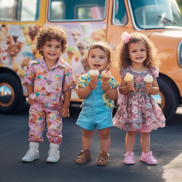 Medium shot kid holding delicious ice cream