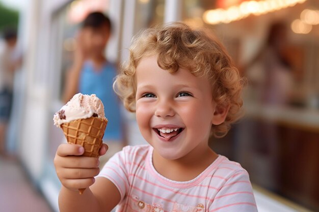 Medium shot kid holding delicious ice cream