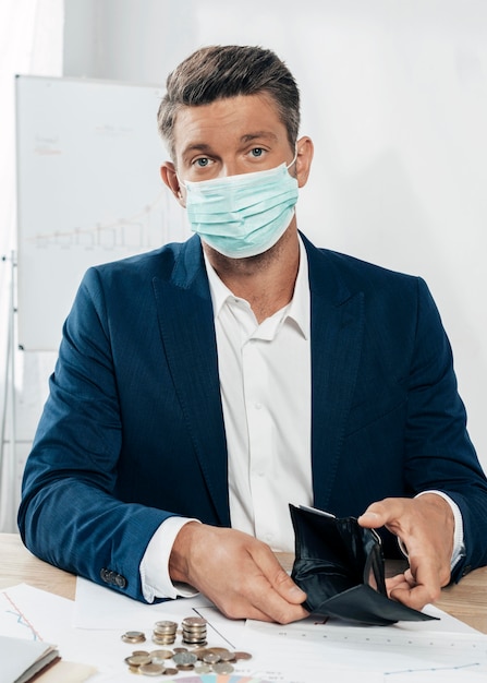 medium shot man wearing mask