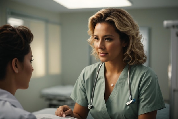 Medium shot nurse talking to patient