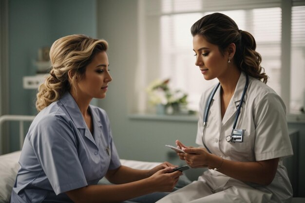 Medium shot nurse talking to patient