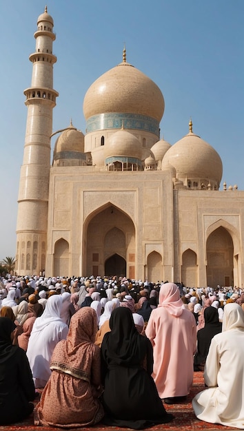 Medium shot people celebrating eid alfitr