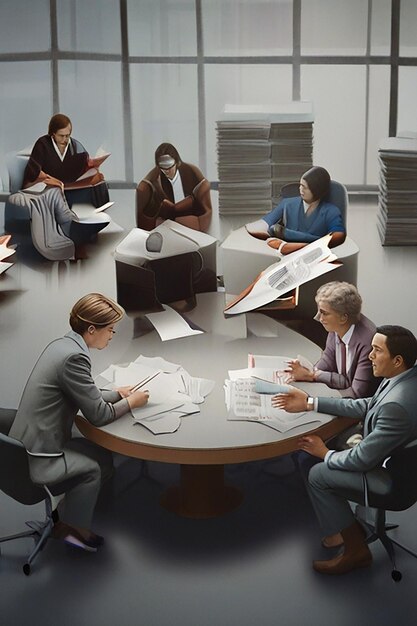 Группа людей, сидящих за столом и держащих деловые бумаги.