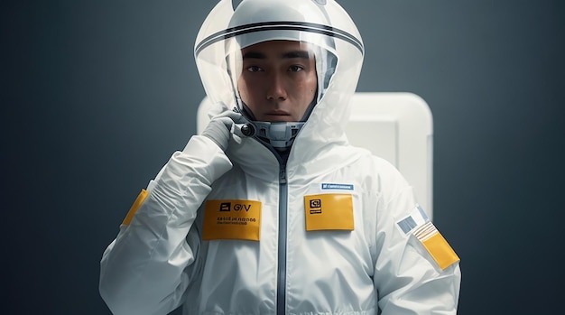 Medium shot person wearing protection suit