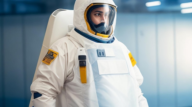 Medium shot person wearing protection suit