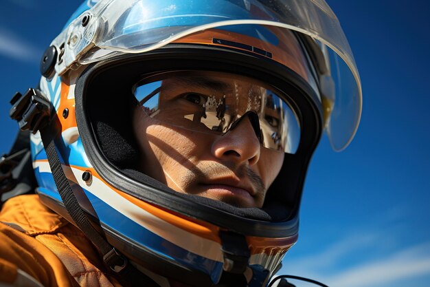 Medium shot portrait of man in motor car race