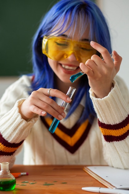 Medium shot queer girl at school