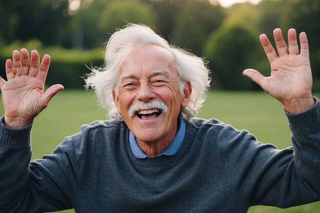 Photo medium shot senior man having fun