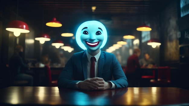 Medium shot smiley man op een virtuele date
