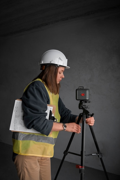 Foto medium shot vrouw die werkt als ingenieur