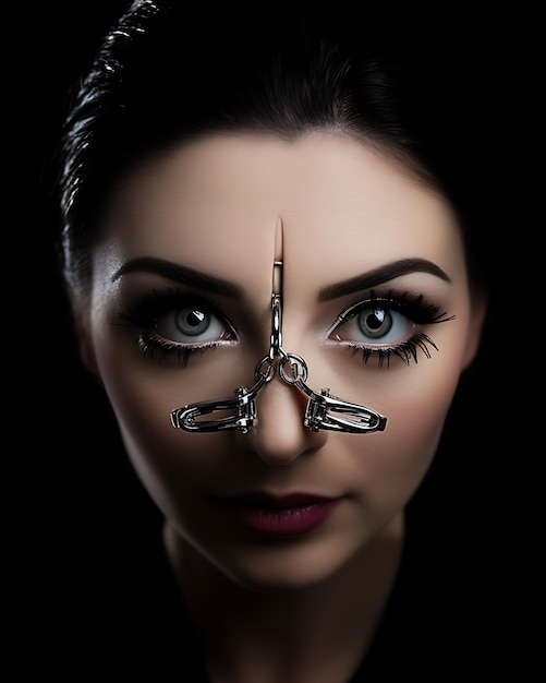 Medium shot woman holding eyelash curler