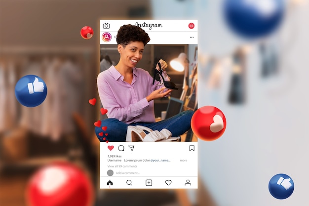 Foto marketing di influencer donna a tiro medio