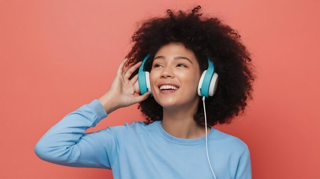 Medium shot woman listening to music