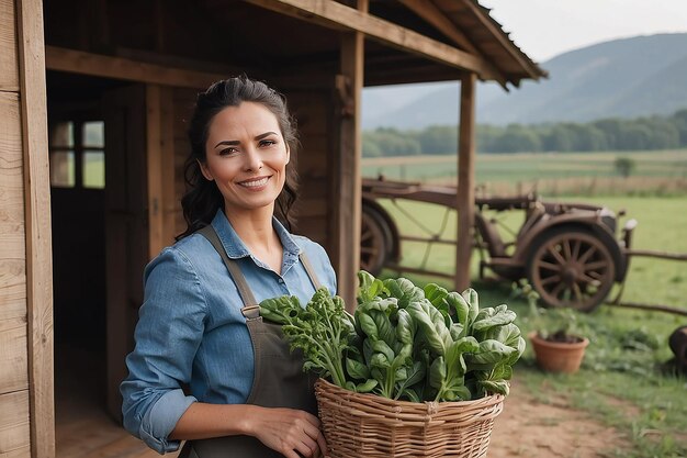 Photo medium shot woman living at farmhouse