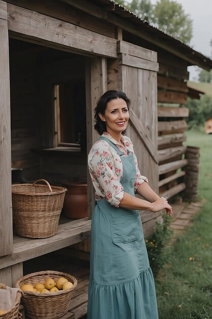 Photo medium shot woman living at farmhouse