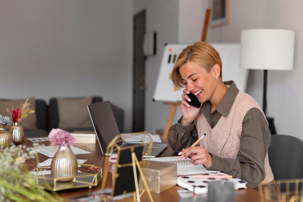 Medium shot woman working as wedding planner