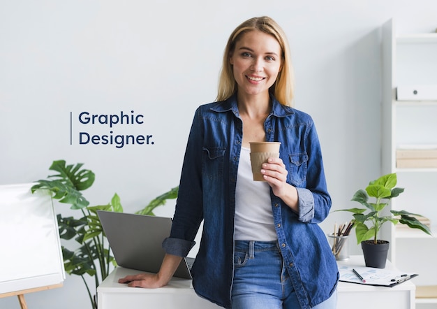 medium shot woman working with laptop