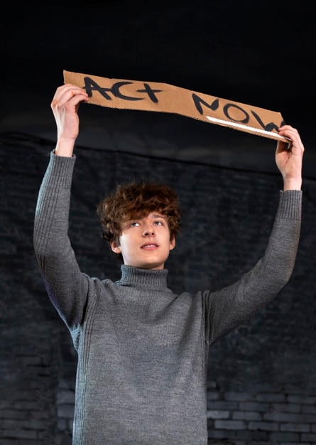 Photo medium shot young man protesting