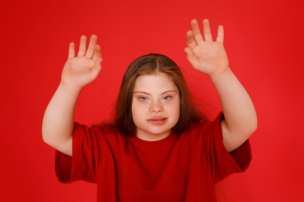 Photo medium shot young woman with down syndrome
