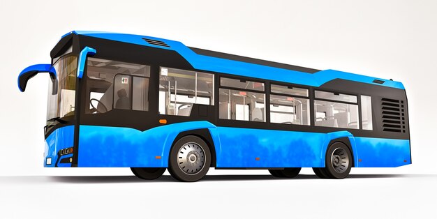 Mediun stedelijke blauwe bus op een witte geïsoleerde achtergrond. 3d-rendering.