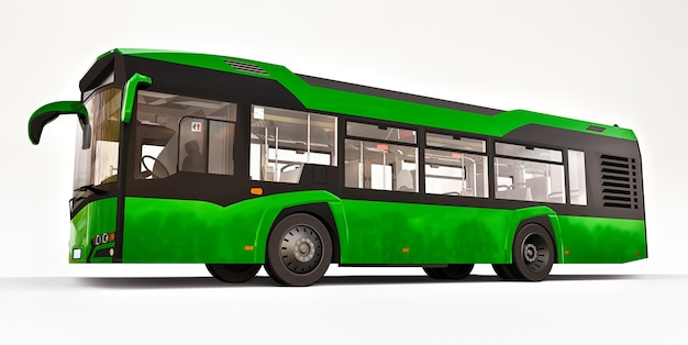 Mediun stedelijke groene bus op een witte achtergrond. 3D-rendering.