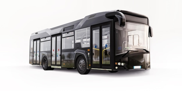 Mediun stedelijke zwarte bus op een witte achtergrond. 3D-rendering.