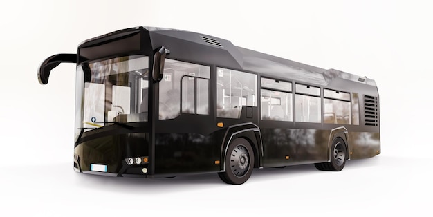 Autobus nero urbano medio su sfondo bianco. rendering 3d.